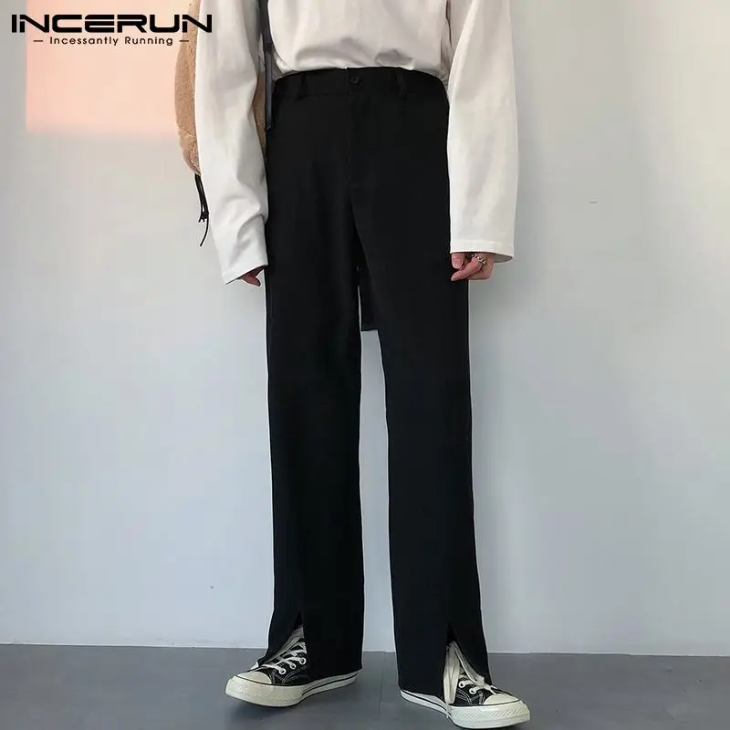 Брюки INCERUN мужские однотонные с завышенной талией, повседневные модные прямые штаны на молнии, с разрезом на подоле, уличная одежда, 5XL, 2021
Брюки INCERUN мужские однотонные с завышенной талией, повседневные модные прямые штаны на молнии, с разрезом на подоле, уличная одежда, 5XL, 2021