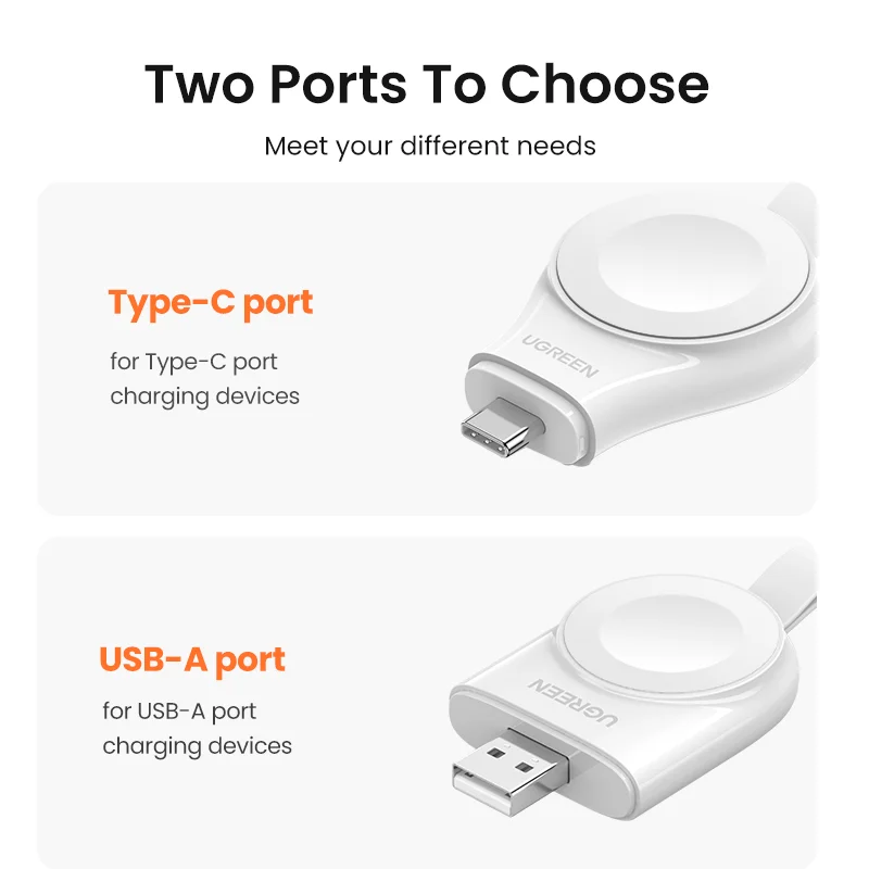 UGREEN USB Type C портативное беспроводное зарядное устройство MFi для Apple IWatch 7 6 SE