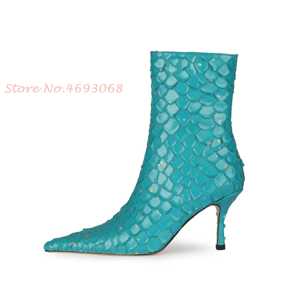 Women Sequin Fish-scale Ankle Boots Outfit Pointed Toe Side Zipper Super High Heel Green Bling Chic Fashion Booties Runway Shoes
Women Sequin Fish-scale Ankle Boots Outfit Pointed Toe Side Zipper Super High Heel Green Bling Chic Fashion Booties Runway Shoes