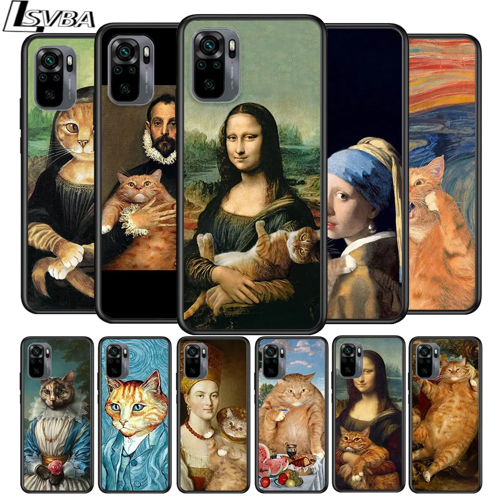 

Funny Cat Art Aesthetics for Xiaomi Redmi Note 10 10S 9 9T 9S 9Pro Max 8T 8Pro 8 7 6 5 Pro 5A 4X 4 Soft Black Phone Case