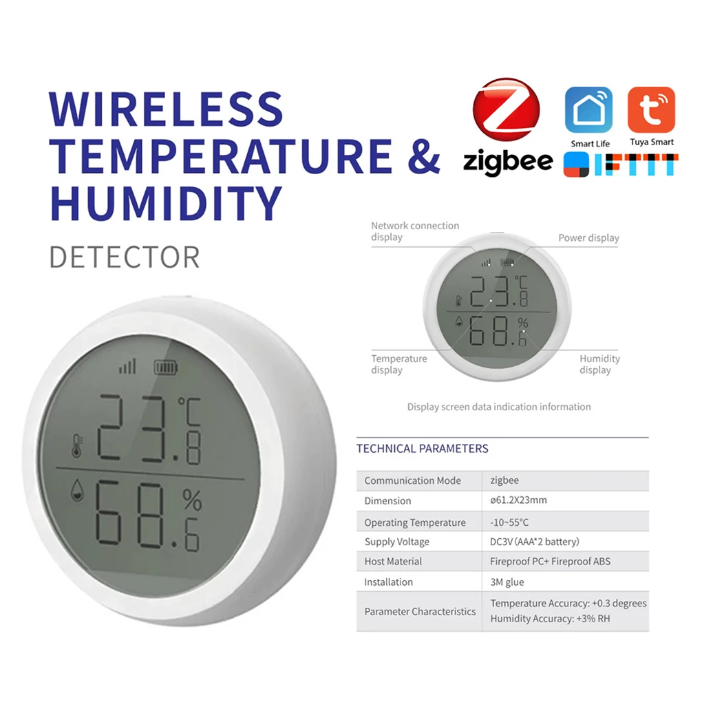 Tuya Smart Home ZigBee Temperature And Humidity Sensor Indoor Hygrometer Thermometer With LED Screen Works With Alexa Google
Tuya Smart Home ZigBee Temperature And Humidity Sensor Indoor Hygrometer Thermometer With LED Screen Works With Alexa Google