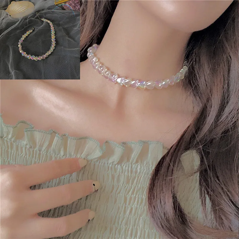 Dreamy Heart Acrylic Beads Necklace for Women Cute Clear Transparent Acrylic Love Shaped Choker Girl Shiny Neck Jewelry
Dreamy Heart Acrylic Beads Necklace for Women Cute Clear Transparent Acrylic Love Shaped Choker Girl Shiny Neck Jewelry