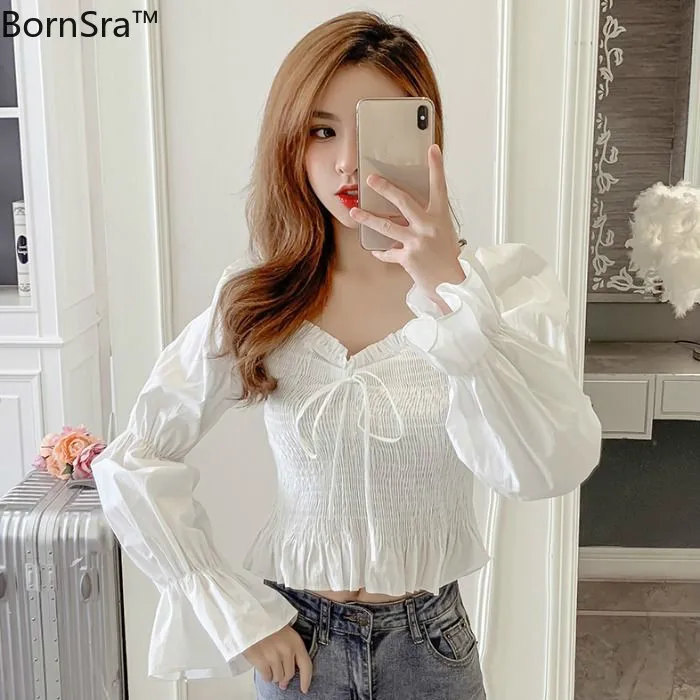 bornsra Spring 2020 Women Blouses Sexy Shoulder Strapless Square Collar Shirts Solid Full Sleeve Slim Waist Tops Female
bornsra Spring 2020 Women Blouses Sexy Shoulder Strapless Square Collar Shirts Solid Full Sleeve Slim Waist Tops Female