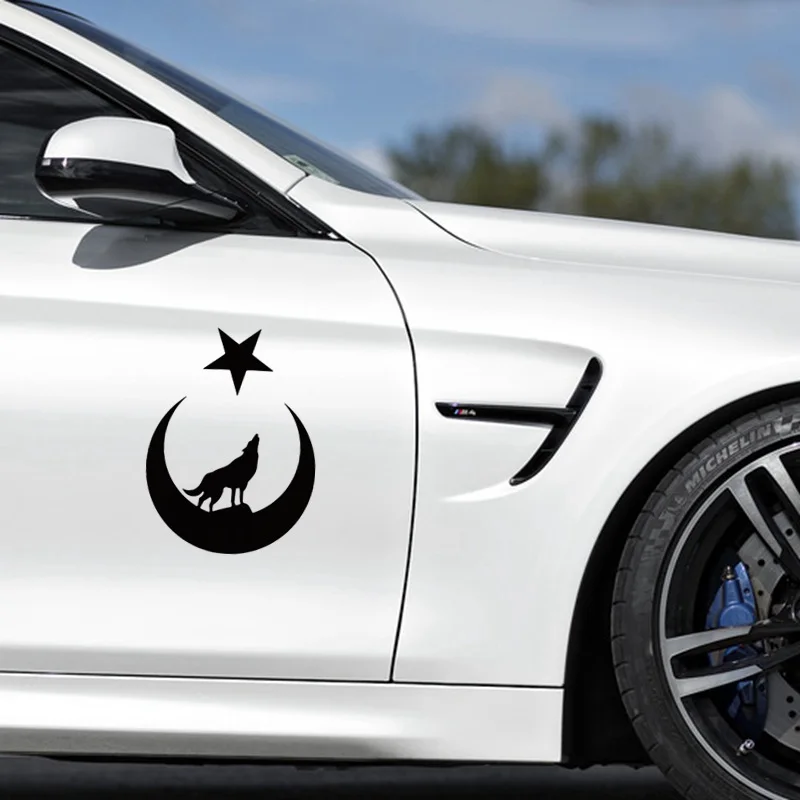 Hot Selling Creative Wolf and Moon Stars Suitable for Turkish Car Stickers Vinyl PVC Accessories Decals 17cm * 13cm
Hot Selling Creative Wolf and Moon Stars Suitable for Turkish Car Stickers Vinyl PVC Accessories Decals 17cm * 13cm