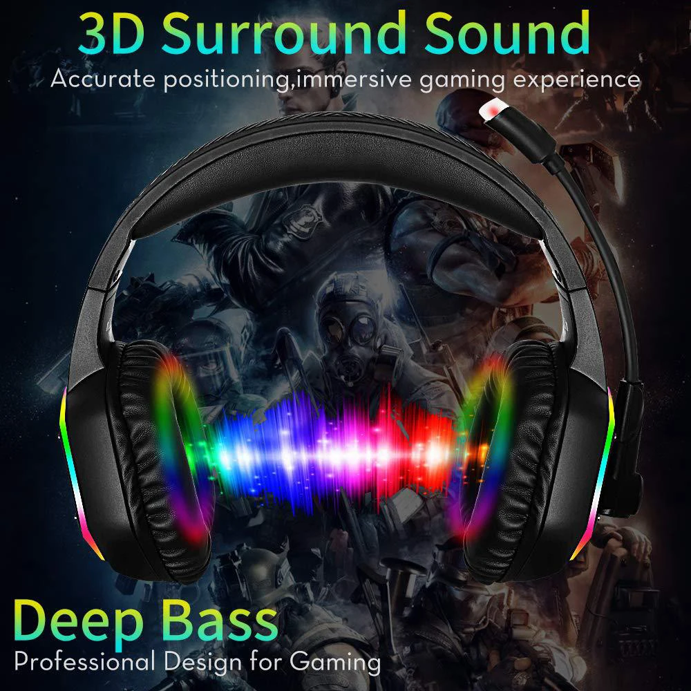 Professional PS4 Gaming Headsets With Mic RGB LED Light Headphones 3D Stereo Noise Reduction Music Earphones For PC Tablet
Professional PS4 Gaming Headsets With Mic RGB LED Light Headphones 3D Stereo Noise Reduction Music Earphones For PC Tablet
