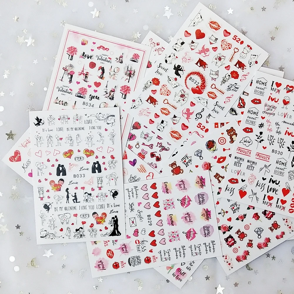 10 шт., самоклеящиеся наклейки для ногтей, на День святого Валентина
10 шт., самоклеящиеся наклейки для ногтей, на День святого Валентина