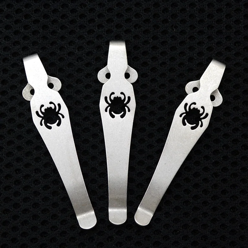 

1PC Titanium Alloy Pocket Knife Back Clip for C81 C10 C11 Para 3 Custom Hand Made Spider Design Waist Clamp K Sheath Folding EDC