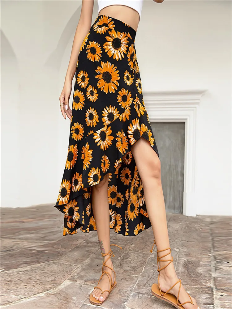 Summer Women Elastic High Waist Floral Print Skirt Boheme Sunflower Irregular Hem Skirt 2021 Beach Vacation
Summer Women Elastic High Waist Floral Print Skirt Boheme Sunflower Irregular Hem Skirt 2021 Beach Vacation