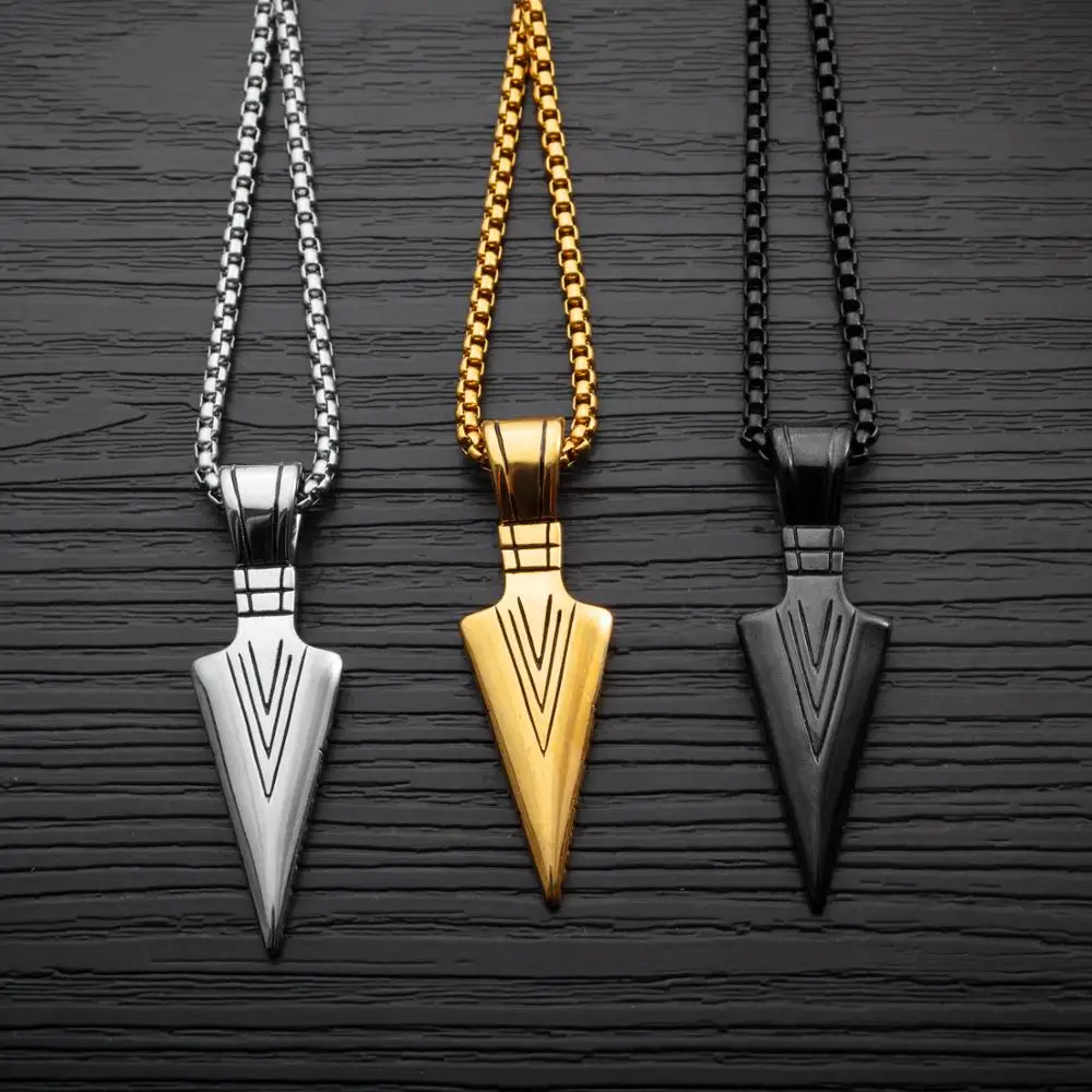 New Men's Fashion Jewelry Gold black Arrow Head Pendant Long Chain Necklace mens stainless steel necklaces
New Men's Fashion Jewelry Gold black Arrow Head Pendant Long Chain Necklace mens stainless steel necklaces