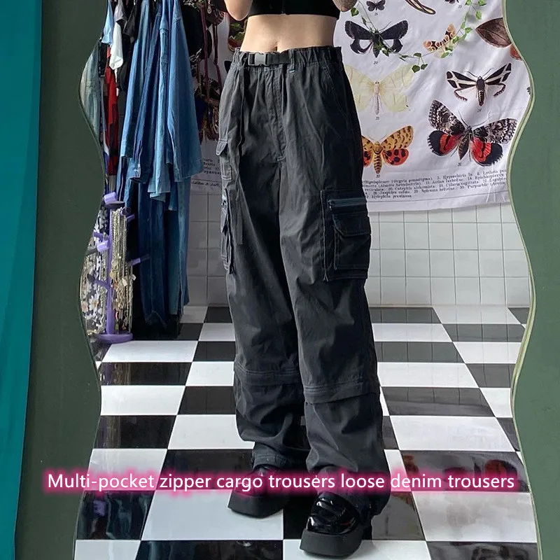 Комбинезон на молнии с несколькими карманами, новинка, прямые свободные повседневные джинсовые брюки с завышенной талией и драпировкой, же... 
Комбинезон на молнии с несколькими карманами, новинка, прямые свободные повседневные джинсовые брюки с завышенной талией и драпировкой, же...