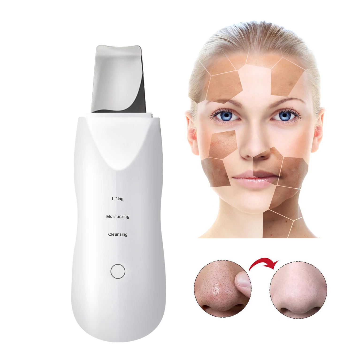 Ultrasonic Skin Scrubber Face Spatula Cleansing Pore Deep Cleanser Acne Blackhead Remover Facial Lifting Device Beauty Machine
Ultrasonic Skin Scrubber Face Spatula Cleansing Pore Deep Cleanser Acne Blackhead Remover Facial Lifting Device Beauty Machine