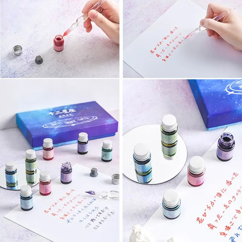 F2TA 12 Constellation ink Gold Powder Glass dip pen Student Writing Signature Filling Ink Fountain Pens Office Supplies
F2TA 12 Constellation ink Gold Powder Glass dip pen Student Writing Signature Filling Ink Fountain Pens Office Supplies