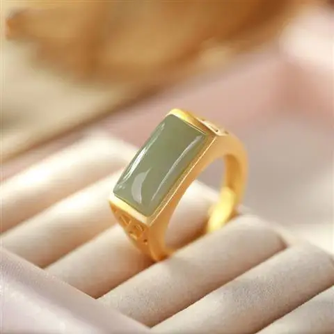 S925 Sterling Silver Inlaid Hetian Jade Gray Jade Ring Female Retro Classical Lady Temperament All-Match Ring Ring Ornament
S925 Sterling Silver Inlaid Hetian Jade Gray Jade Ring Female Retro Classical Lady Temperament All-Match Ring Ring Ornament