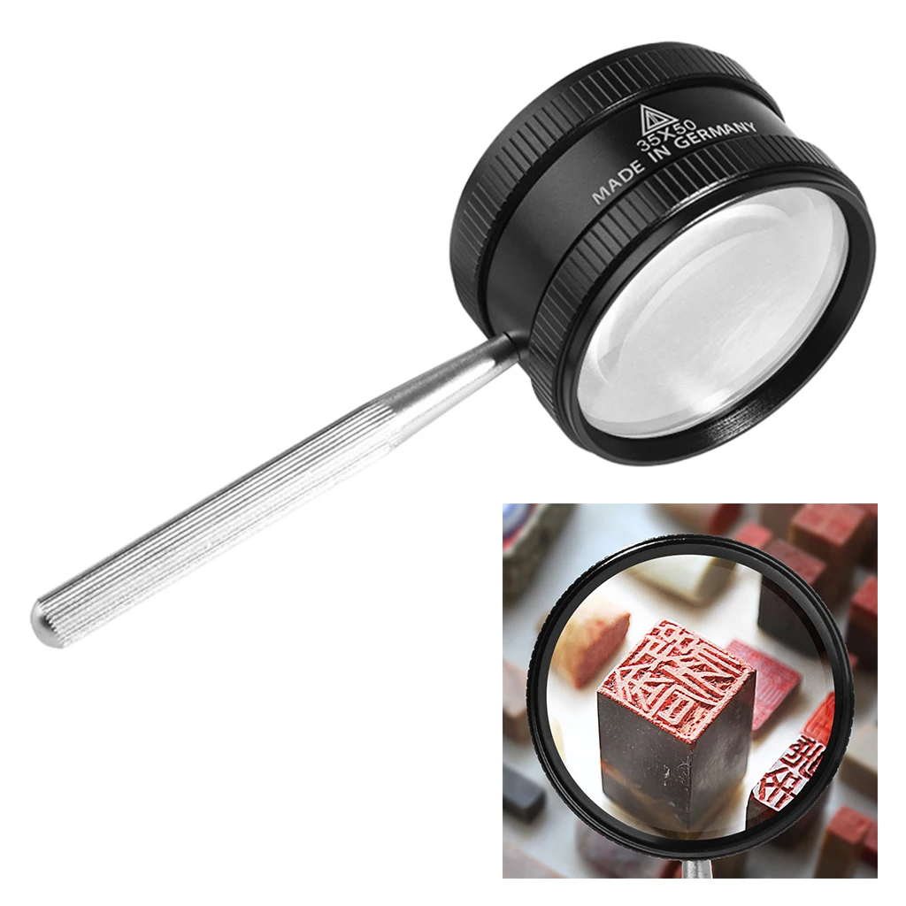 

5'' Handheld Magnifying Glass 35X Magnifier for Coins Books Jewelry Crafts