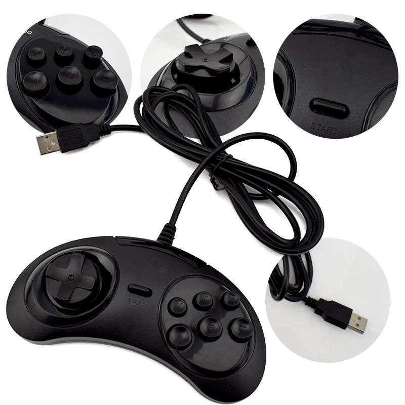 

USB Gaming Joystick Holder for PC MAC Drive Controllers 2pc Wired USB Classic Gamepad 6 Buttons