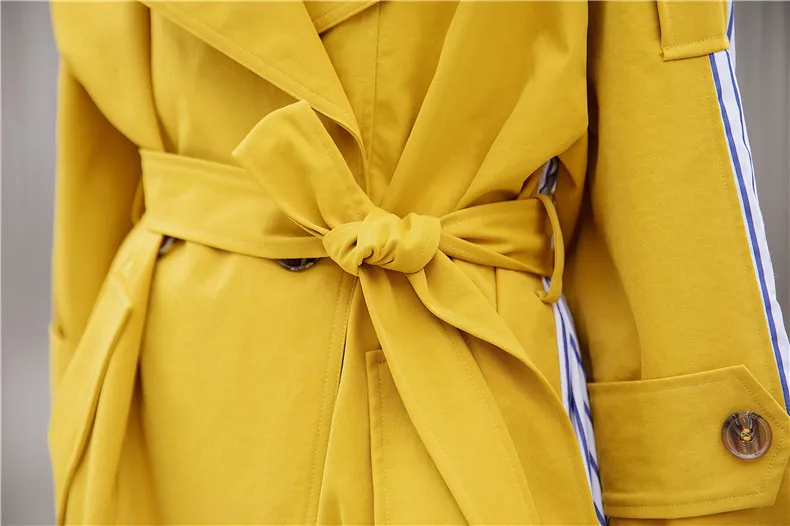HStar Korean Women Clothes Autumn Windbreaker Female Long Coat Double Breasted Striped Stitching Yellow Trench Coat Outwears
HStar Korean Women Clothes Autumn Windbreaker Female Long Coat Double Breasted Striped Stitching Yellow Trench Coat Outwears