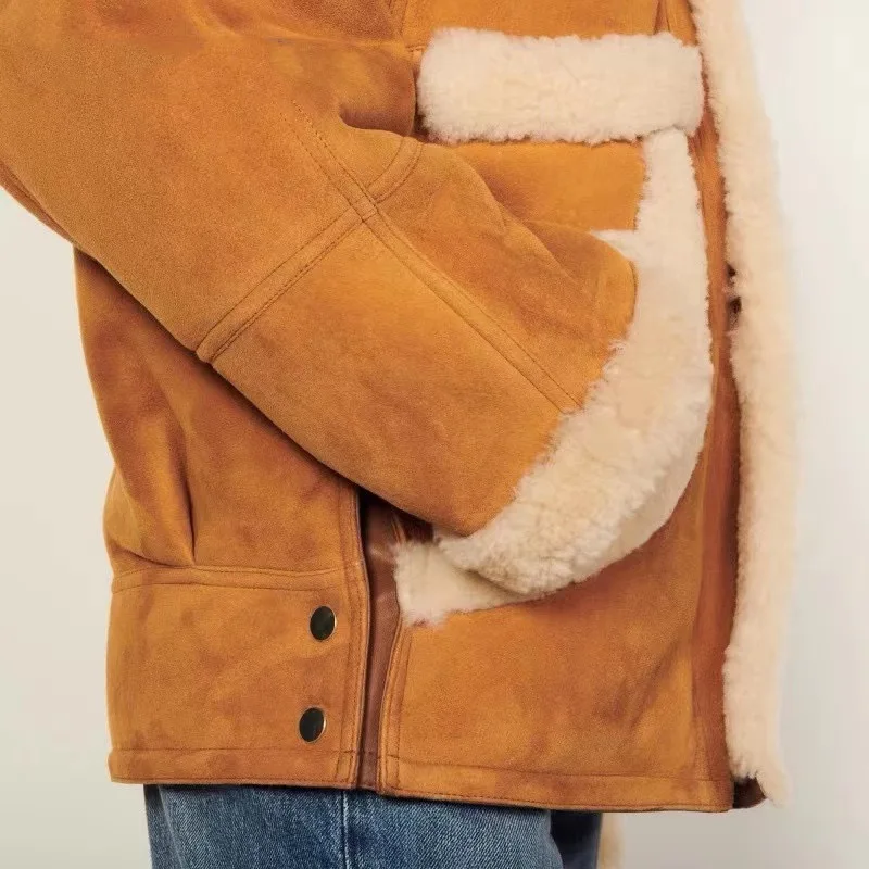 Женское шерстяное пальто EOS 2023 Новая Коричневая Толстая куртка с отложным
