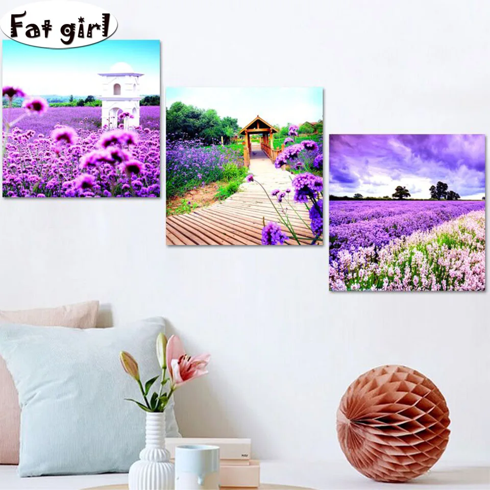 Lavender flower sea, small pavilion and wooden plank road cross stitch 5D mosaic decor square round diamond painting embroidery 
Lavender flower sea, small pavilion and wooden plank road cross stitch 5D mosaic decor square round diamond painting embroidery
