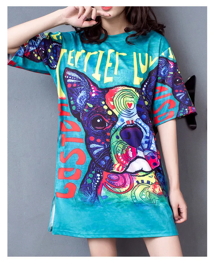 Summer Cartoon Print T-Shirts Dress Women Plus Size O-Neck Half Sleeve Loose Casual Cotton Oversized Tshirt Mini Dress Everyday
Summer Cartoon Print T-Shirts Dress Women Plus Size O-Neck Half Sleeve Loose Casual Cotton Oversized Tshirt Mini Dress Everyday