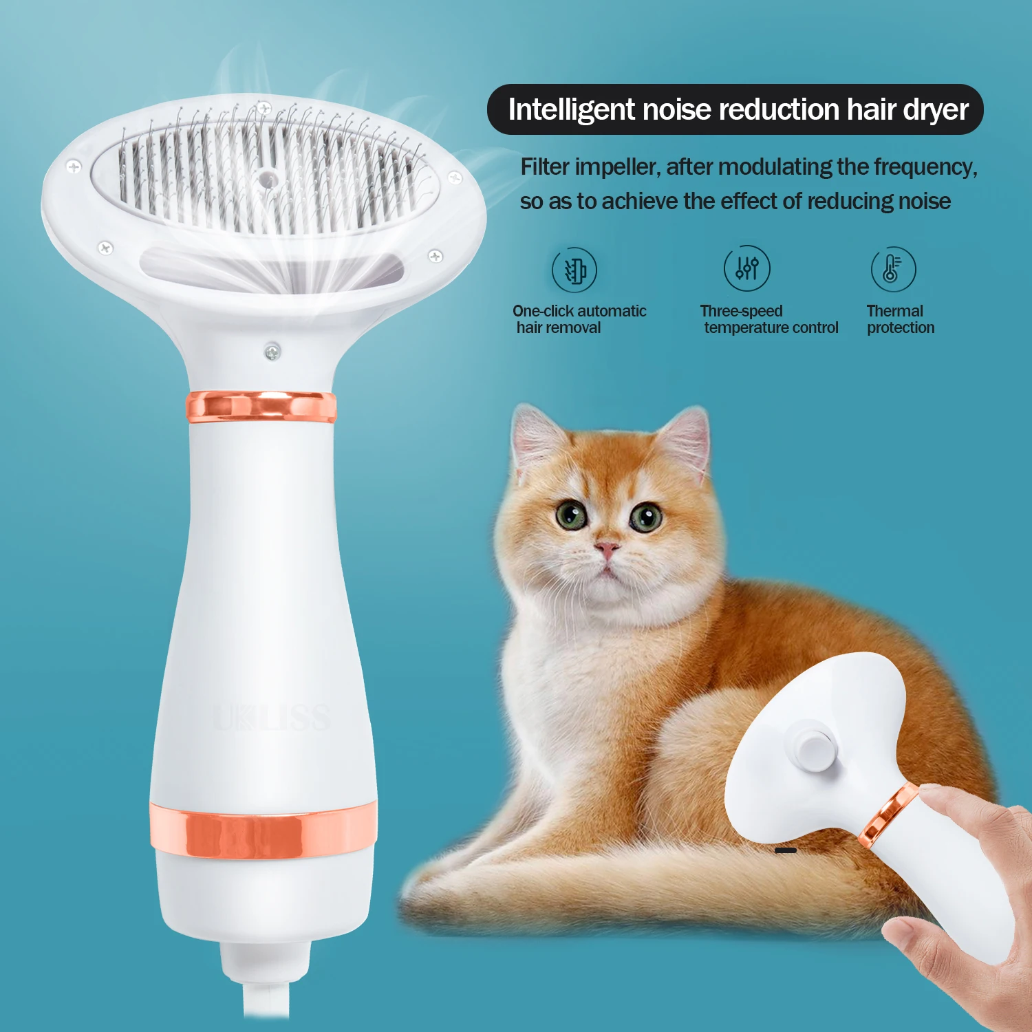 Pet Dog Hair Dryer Comb Grooming Blower With Adjustable Temperatures Settings For Small And Medium Dogs And Cats
Pet Dog Hair Dryer Comb Grooming Blower With Adjustable Temperatures Settings For Small And Medium Dogs And Cats