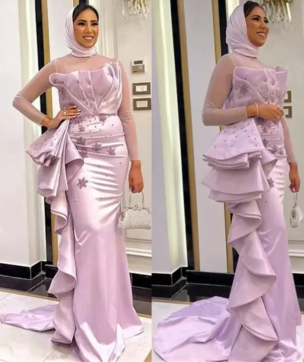 Lavender Lilac Muslim Evening Formal Dresses 2022 Ruffles Skirt Long Sleeve Lace Beaded Satin hijab Caftan Prom Reception Gown
Lavender Lilac Muslim Evening Formal Dresses 2022 Ruffles Skirt Long Sleeve Lace Beaded Satin hijab Caftan Prom Reception Gown