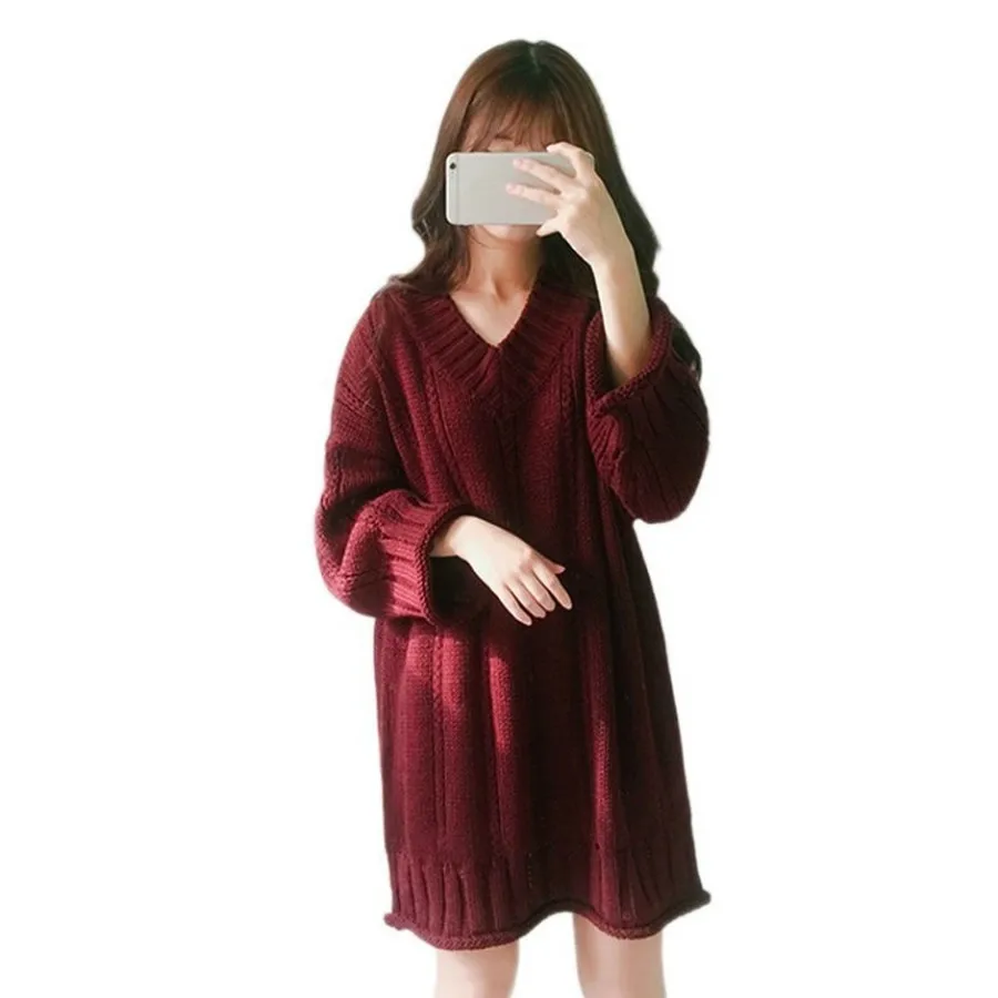 Autumn Loose Mini Sweater Dress Women Preppy V Neck Solid Straight Knitted Dress Casual College Student Long Sleeve Dresses
Autumn Loose Mini Sweater Dress Women Preppy V Neck Solid Straight Knitted Dress Casual College Student Long Sleeve Dresses