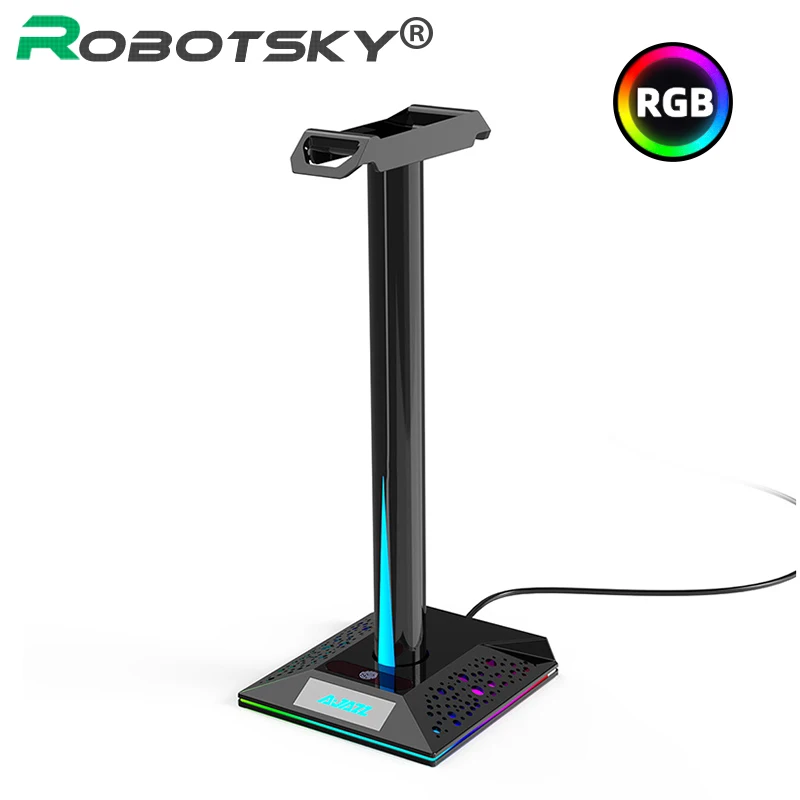 EB01RGB Headphone Stand Fingerprint Control RGB Gaming Headset Desk Bracket Phone Holder with 3.5mm AUX 2 USB Charger Ports
EB01RGB Headphone Stand Fingerprint Control RGB Gaming Headset Desk Bracket Phone Holder with 3.5mm AUX 2 USB Charger Ports