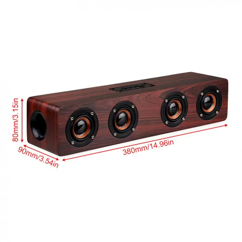 

W8 4 Horns 12W Wooden Wireless Bluetooth TV Speaker with TF Card Playback and AUX Wired Connection for Smart Phone PC Television