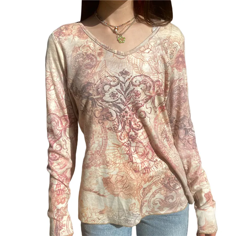 Hirigin Women Grunge Dark Academia Tee Autumn Pullovers Aesthetic Long Sleeve Tops Vintage Floral Printed Rhinestone T-shirt
Hirigin Women Grunge Dark Academia Tee Autumn Pullovers Aesthetic Long Sleeve Tops Vintage Floral Printed Rhinestone T-shirt