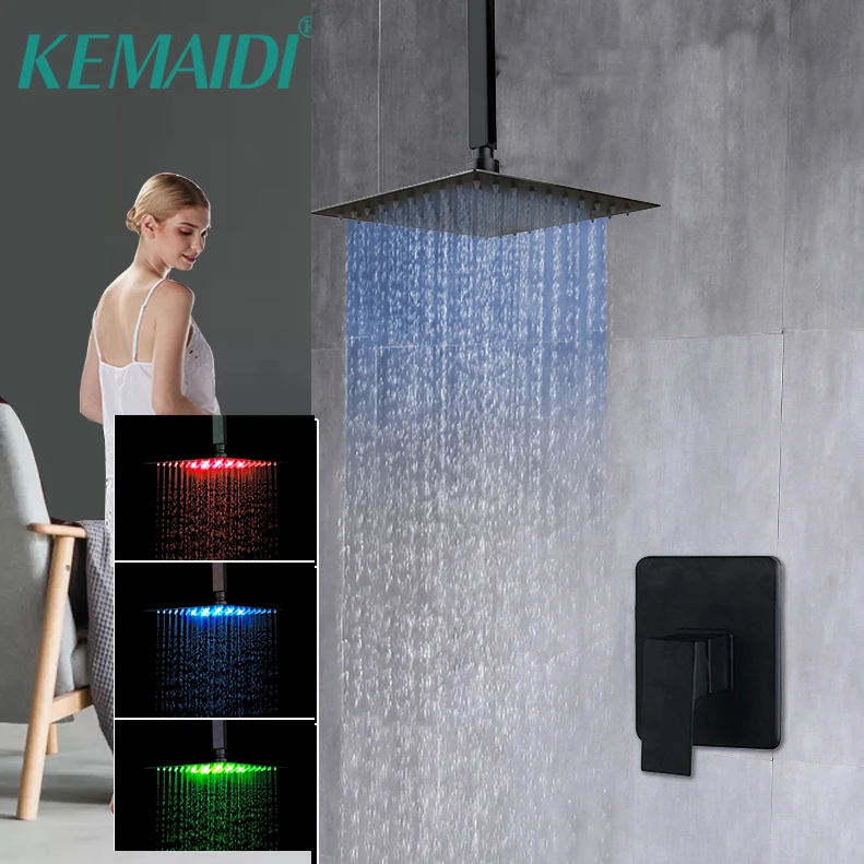KEMAIDI 8 12 16 дюймов светодиодный потолочный Душ с насадкой для душа матовый черный ванная ультратонкая квадратная ручная Душевая насадка кран
KEMAIDI 8 12 16 дюймов светодиодный потолочный Душ с насадкой для душа матовый черный ванная ультратонкая квадратная ручная Душевая насадка кран