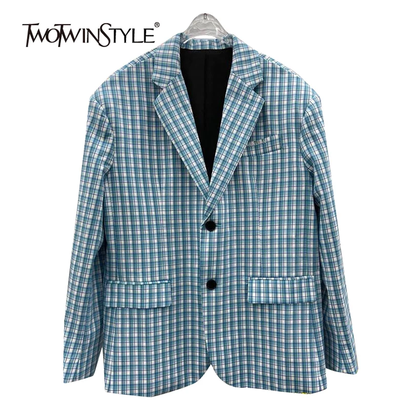 TWOTWINSTYLE Casual Loose Colorblock Blue Female Blazer Notched Long Sleeve Korean Straight Women's Jackets Spring 2021 Clothing
TWOTWINSTYLE Casual Loose Colorblock Blue Female Blazer Notched Long Sleeve Korean Straight Women's Jackets Spring 2021 Clothing