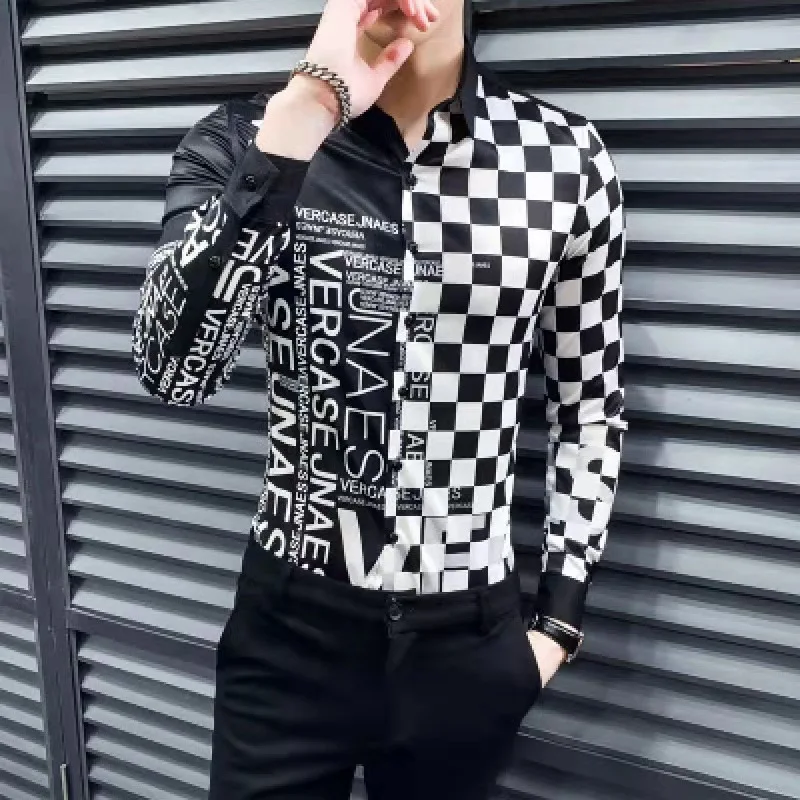 European and American men's new shirt black and white clash of colors to build a slim cotton casual long sleeve shirt
European and American men's new shirt black and white clash of colors to build a slim cotton casual long sleeve shirt