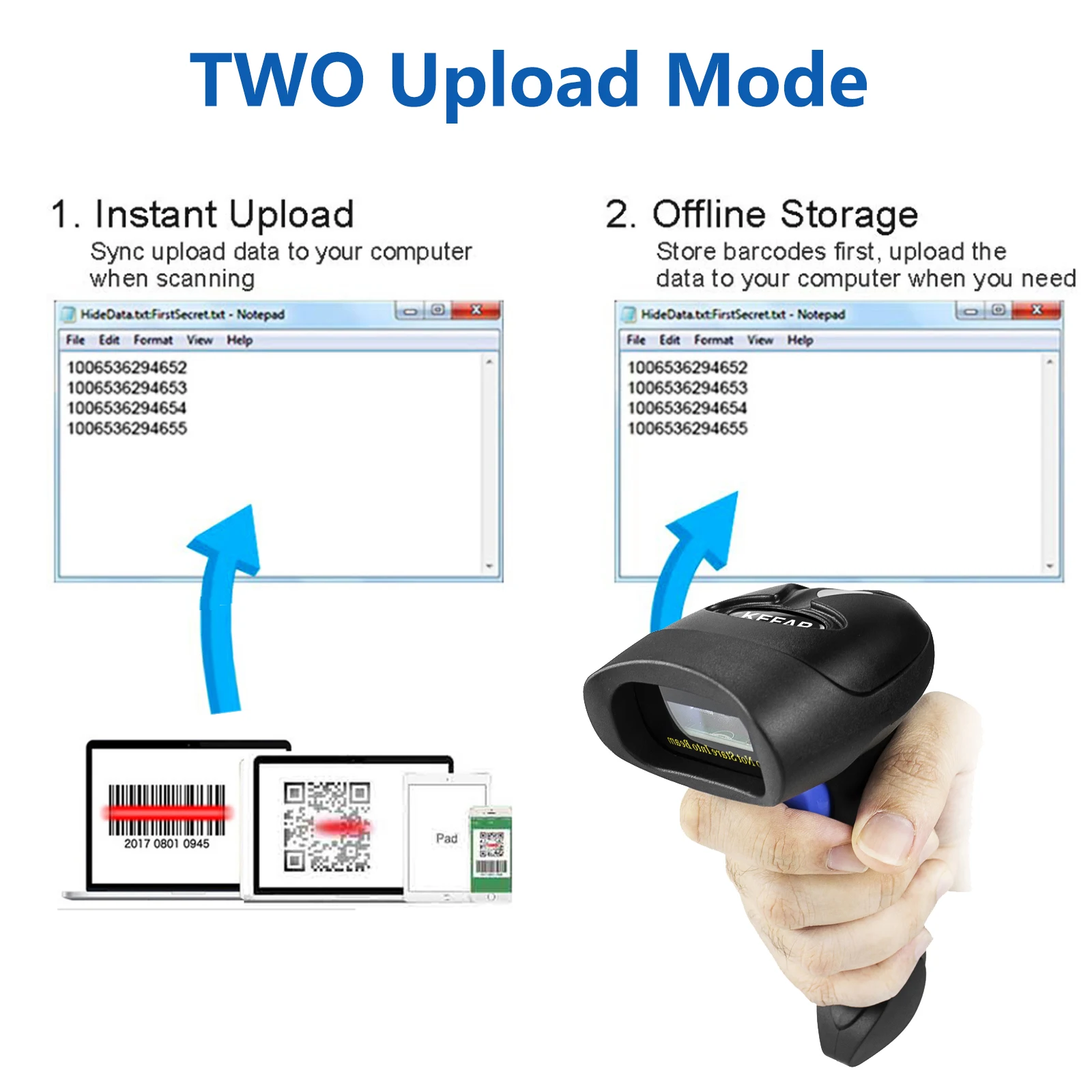L8BL Bluetooth 1D 2D Barcode Scanner And L8 QR PDF417 2.4G Wireless Wired Handheld Barcode Reader USB Support Mobile Phone iPad
L8BL Bluetooth 1D 2D Barcode Scanner And L8 QR PDF417 2.4G Wireless Wired Handheld Barcode Reader USB Support Mobile Phone iPad
