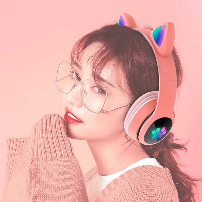 Bluetooth Headphone Headset Cute Cat Ear Flash Heavy Bass Stereo Wireless Foldable TF Card Music Player Game Phone Earphone
Bluetooth Headphone Headset Cute Cat Ear Flash Heavy Bass Stereo Wireless Foldable TF Card Music Player Game Phone Earphone