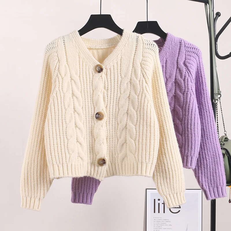 Japan Style Women's Clothing Fashion Sweet Cardigan Sweater Autumn Winter 2020 Solid Casual Coarse Twist Knit Short Coat Black
Japan Style Women's Clothing Fashion Sweet Cardigan Sweater Autumn Winter 2020 Solid Casual Coarse Twist Knit Short Coat Black