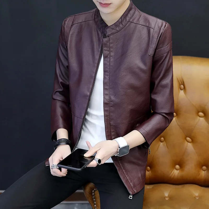 2020 autumn men's stand-up collar PU leather leather jacket youth slim stitching slim leather jacket
2020 autumn men's stand-up collar PU leather leather jacket youth slim stitching slim leather jacket