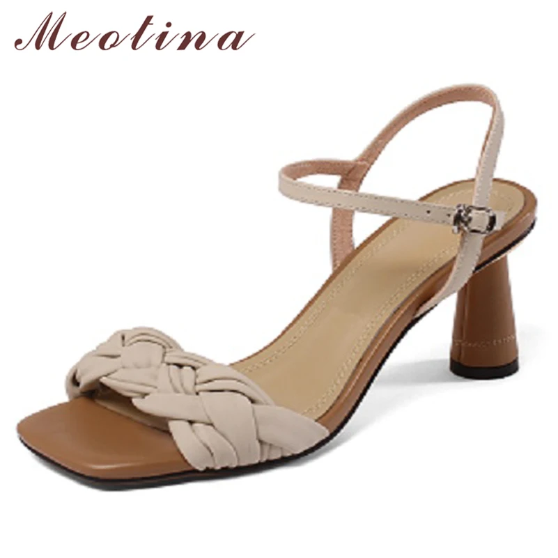 Meotina Women Sandals Genuine Leather Shoes Thick High Heels Square Toe Sandals Pleated Buckle Ladies Footwear Summer Apricot
Meotina Women Sandals Genuine Leather Shoes Thick High Heels Square Toe Sandals Pleated Buckle Ladies Footwear Summer Apricot