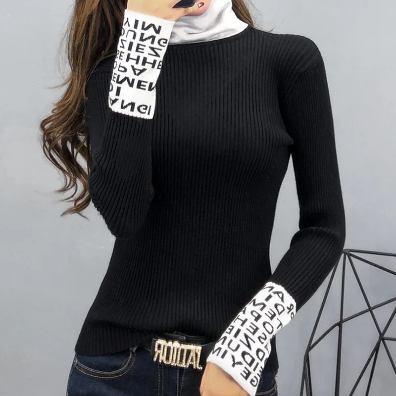 Women Autumn Long Sleeve Turtleneck 2021 Spring Letter Print Casual Warm Sweater Knit Pullover Lady Slim All Match Undershirts
Women Autumn Long Sleeve Turtleneck 2021 Spring Letter Print Casual Warm Sweater Knit Pullover Lady Slim All Match Undershirts