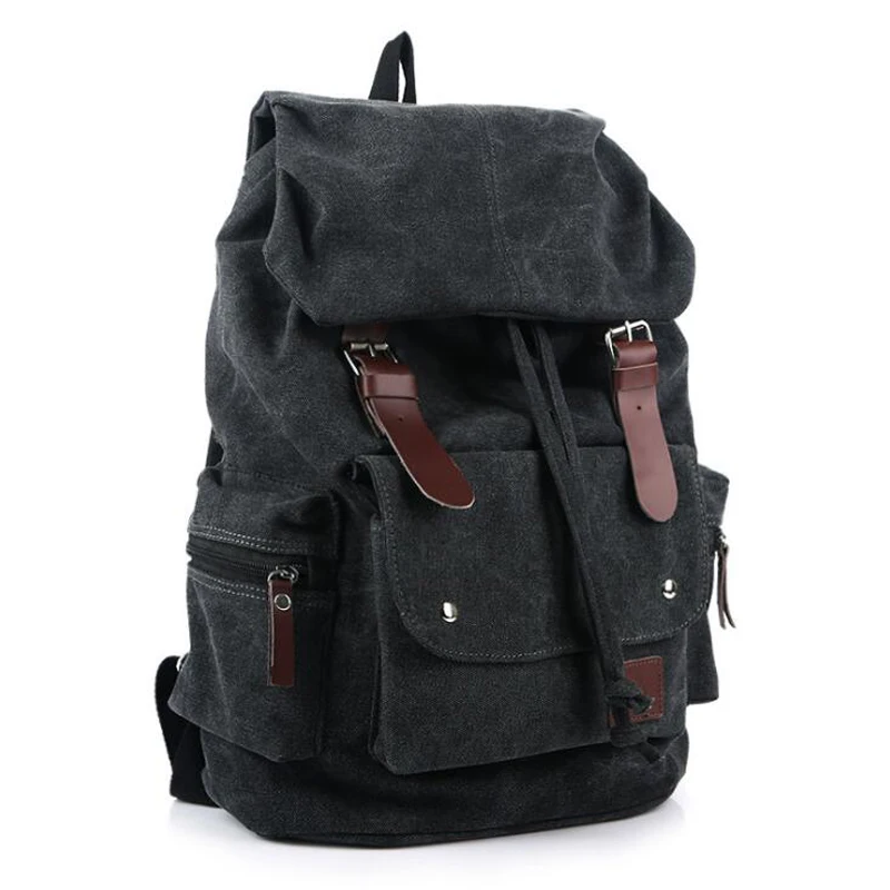 

2021 Men Casual Canvas Large Capacity Practical Backpack Casual Travel Bagpack Teenagers School Bags Black Brown Green WL22