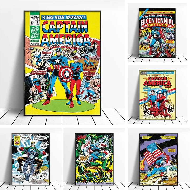Captain America Poster Marvel Vintage Comic Book Print Picture Wall Decoration Art Canvas Painting for Children's Room Cuadros
Captain America Poster Marvel Vintage Comic Book Print Picture Wall Decoration Art Canvas Painting for Children's Room Cuadros