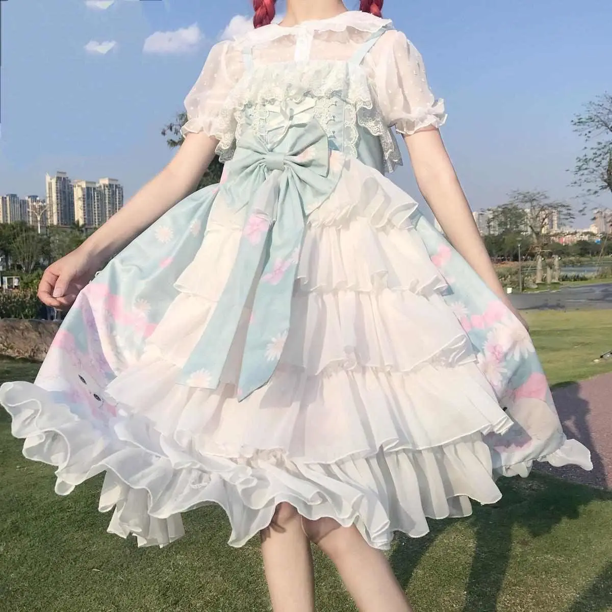 Summer Sweet Lolita Dress Cat Daydream Sling Jsk Tea Party Light Green Color Bowknot Princess Sleeveless Dress
Summer Sweet Lolita Dress Cat Daydream Sling Jsk Tea Party Light Green Color Bowknot Princess Sleeveless Dress