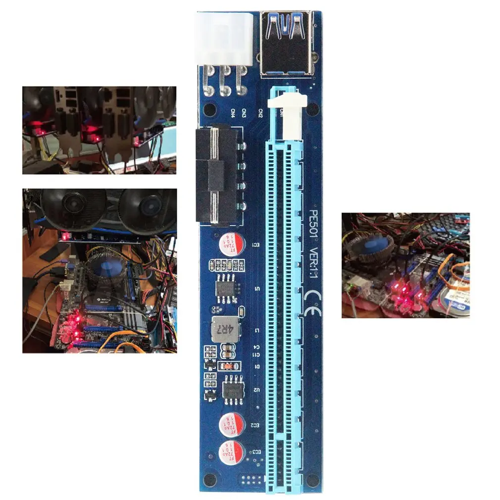 4PIN+6PIN PCIE 1X To 16X Video Card Extension Cable Adapter Plate With USB Cable SATA To 6 Pin Power Line
4PIN+6PIN PCIE 1X To 16X Video Card Extension Cable Adapter Plate With USB Cable SATA To 6 Pin Power Line