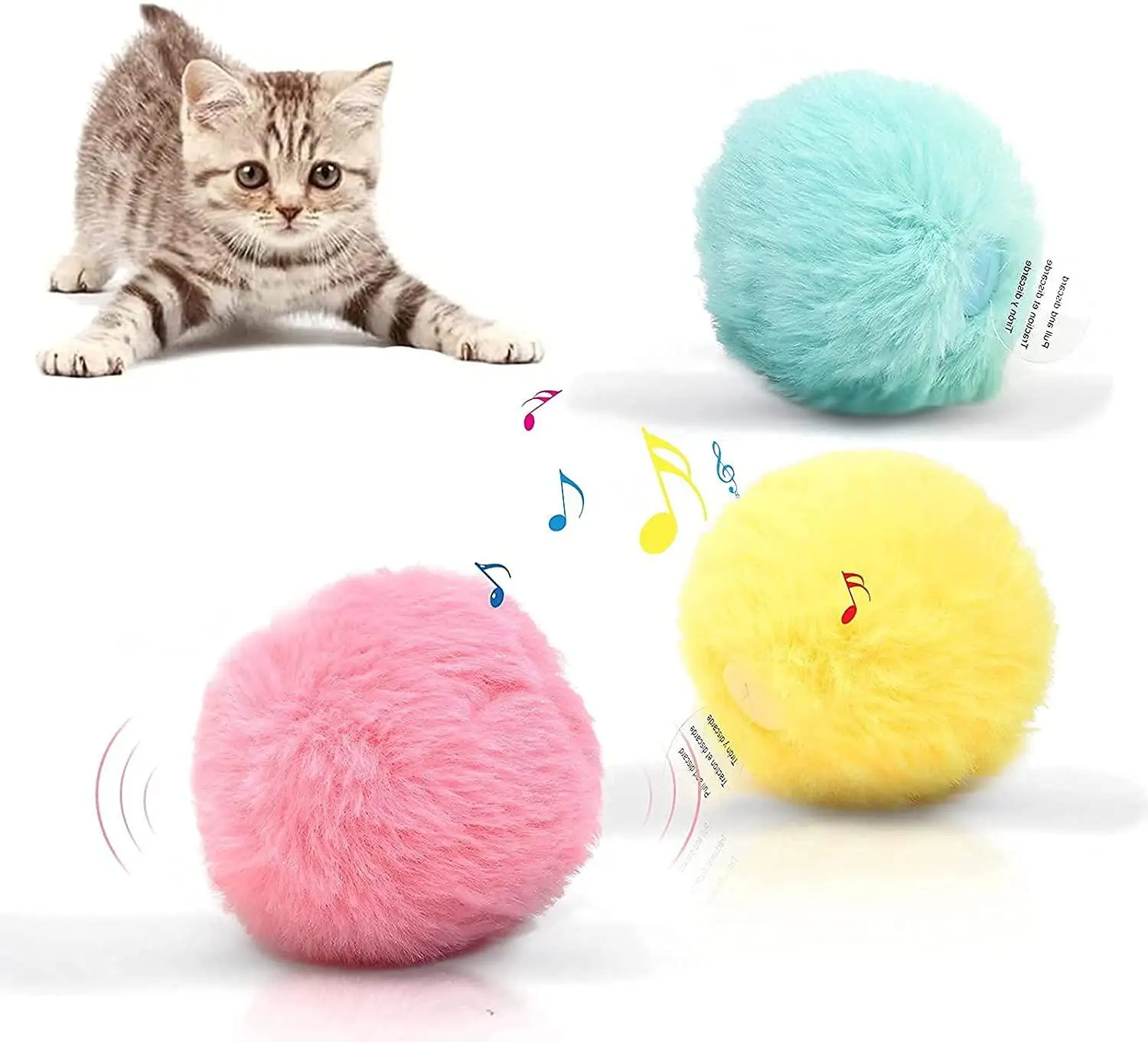 

Интерактивные игрушки-мячики для кошек, плюшевые электрические кошачьи мяты, игрушки для самостоятельного воспроизведения котят, мячи для ...