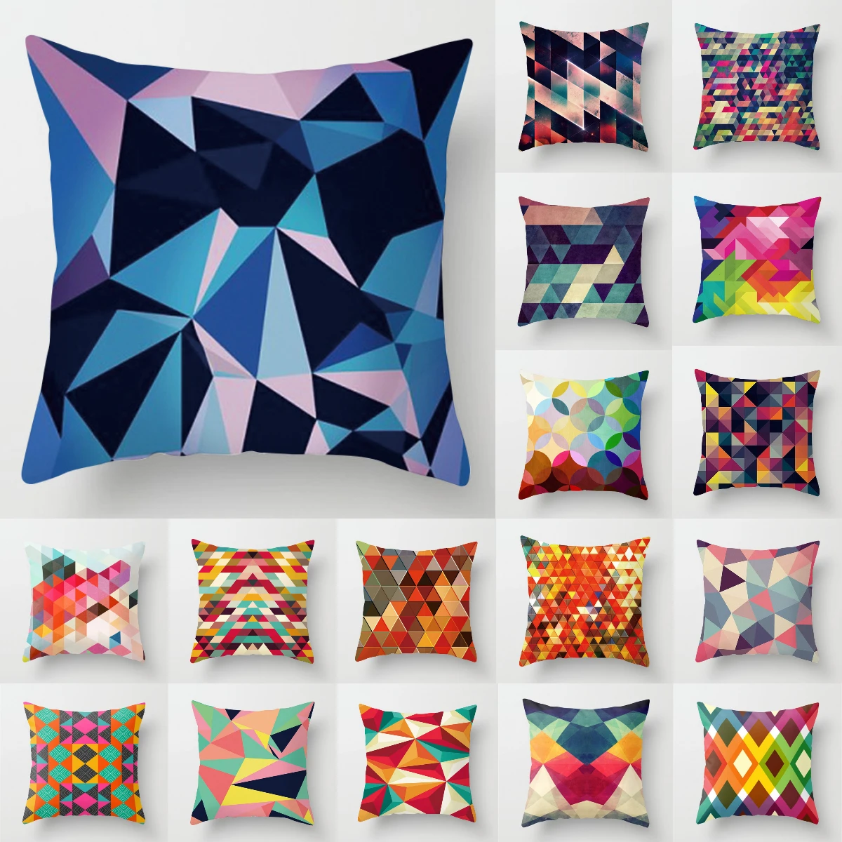 

NEW Nordic Fantasy Colorful Geometric Cushion Cover Super Hot Polyester Lattice Print Pillow Cover Sofa Couch Decorative Pillow