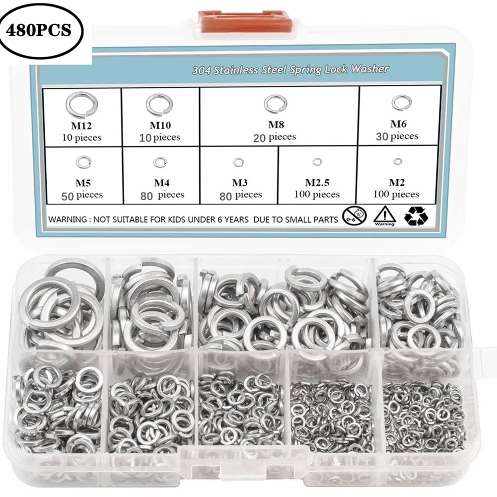480pcs 304 Stainless Steel Spring Lock Washer Assortment Set 9 Sizes - M2 M2.5 M3 M4 M5 M6 M8 M10 M12 External Retaining Ring
480pcs 304 Stainless Steel Spring Lock Washer Assortment Set 9 Sizes - M2 M2.5 M3 M4 M5 M6 M8 M10 M12 External Retaining Ring