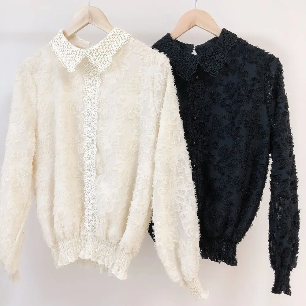 2020 Spring Jacquard Lace Blouses Shirts Women Long Sleeve Turn-down Collar Korean Fashion Office Elegant Tops Pullovers Shirts
2020 Spring Jacquard Lace Blouses Shirts Women Long Sleeve Turn-down Collar Korean Fashion Office Elegant Tops Pullovers Shirts