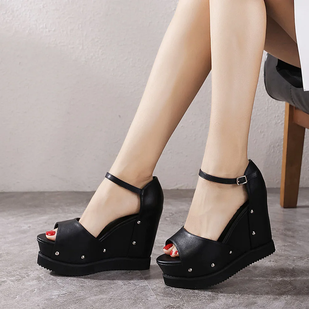 2021 Platform Ankle Strap Cover Heel Wedges Sandals Summer Shoes Woman Leisure Gothic Black Footwear
2021 Platform Ankle Strap Cover Heel Wedges Sandals Summer Shoes Woman Leisure Gothic Black Footwear