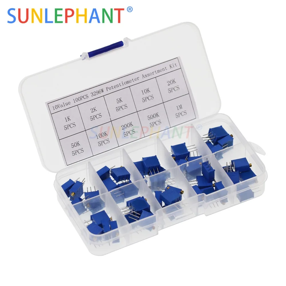50Pcs/Lot 3296W Multiturn Trimmer Potentiometer Kit High Precision 3296 Variable Resistor 500R 1K 2K 5K 10K 20K 50K 100K 200K 1M
50Pcs/Lot 3296W Multiturn Trimmer Potentiometer Kit High Precision 3296 Variable Resistor 500R 1K 2K 5K 10K 20K 50K 100K 200K 1M