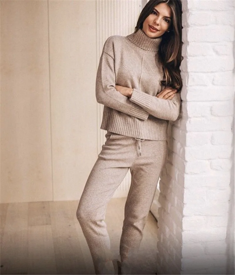 Minimalism Cashmere Outfits Sweater Pants Sets Knitted Turtleneck Tracksuit Carrot Jogging Pants Pullover Suit Ropa Mujer CHIC
Minimalism Cashmere Outfits Sweater Pants Sets Knitted Turtleneck Tracksuit Carrot Jogging Pants Pullover Suit Ropa Mujer CHIC
