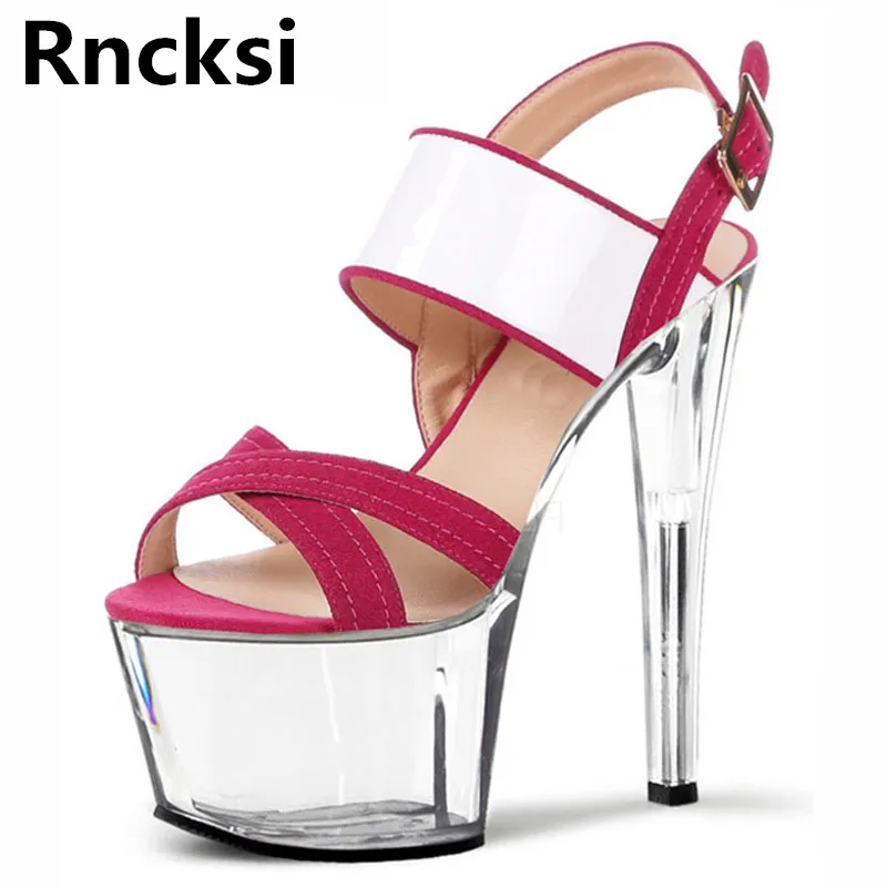 

Rncksi 17cm High Heels Sandals Women/Girl Sexy Waterproof Platform Sandals Peep Toe Pole Dance Party Dress Sandals